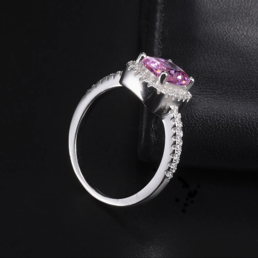 Roze Kristallen Solitair Ring