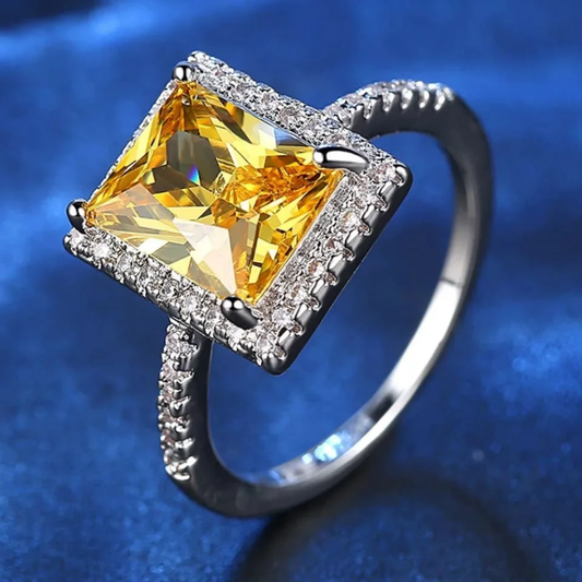 Vintage Gele Saffier Halo Ring