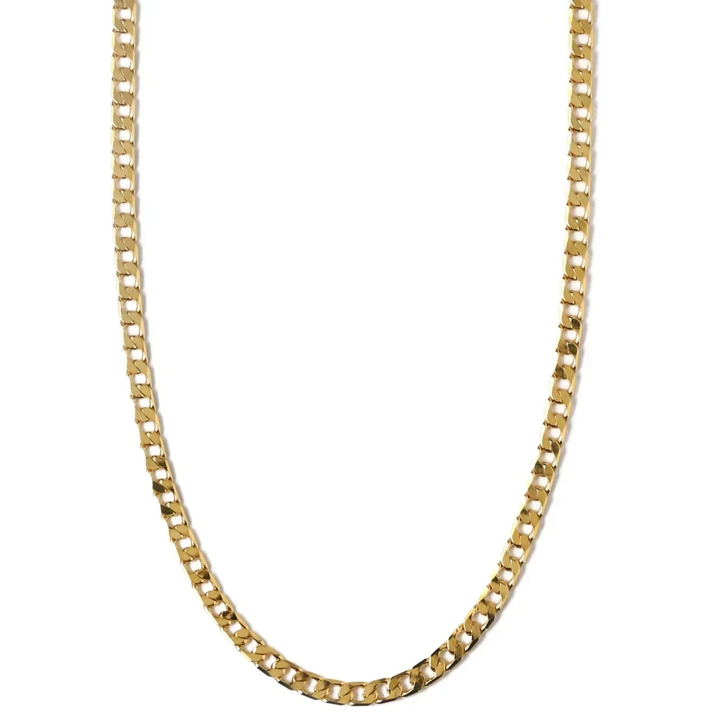Curb Chain Necklace met Platte Schakels | Wit Goud