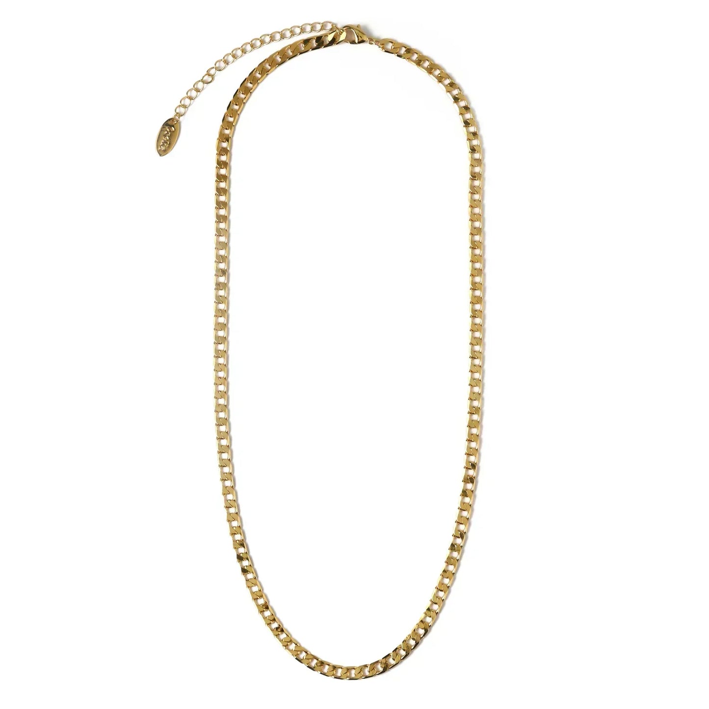 Curb Chain Necklace met Platte Schakels | Wit Goud