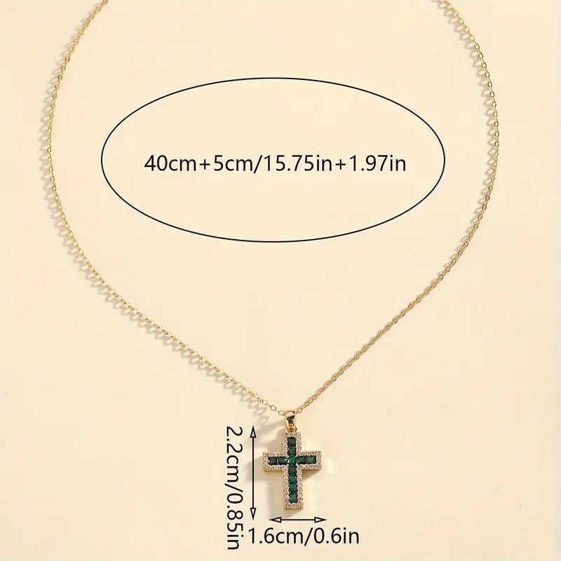 Gouden Ketting met Smaragd Kruis Hanger Solene