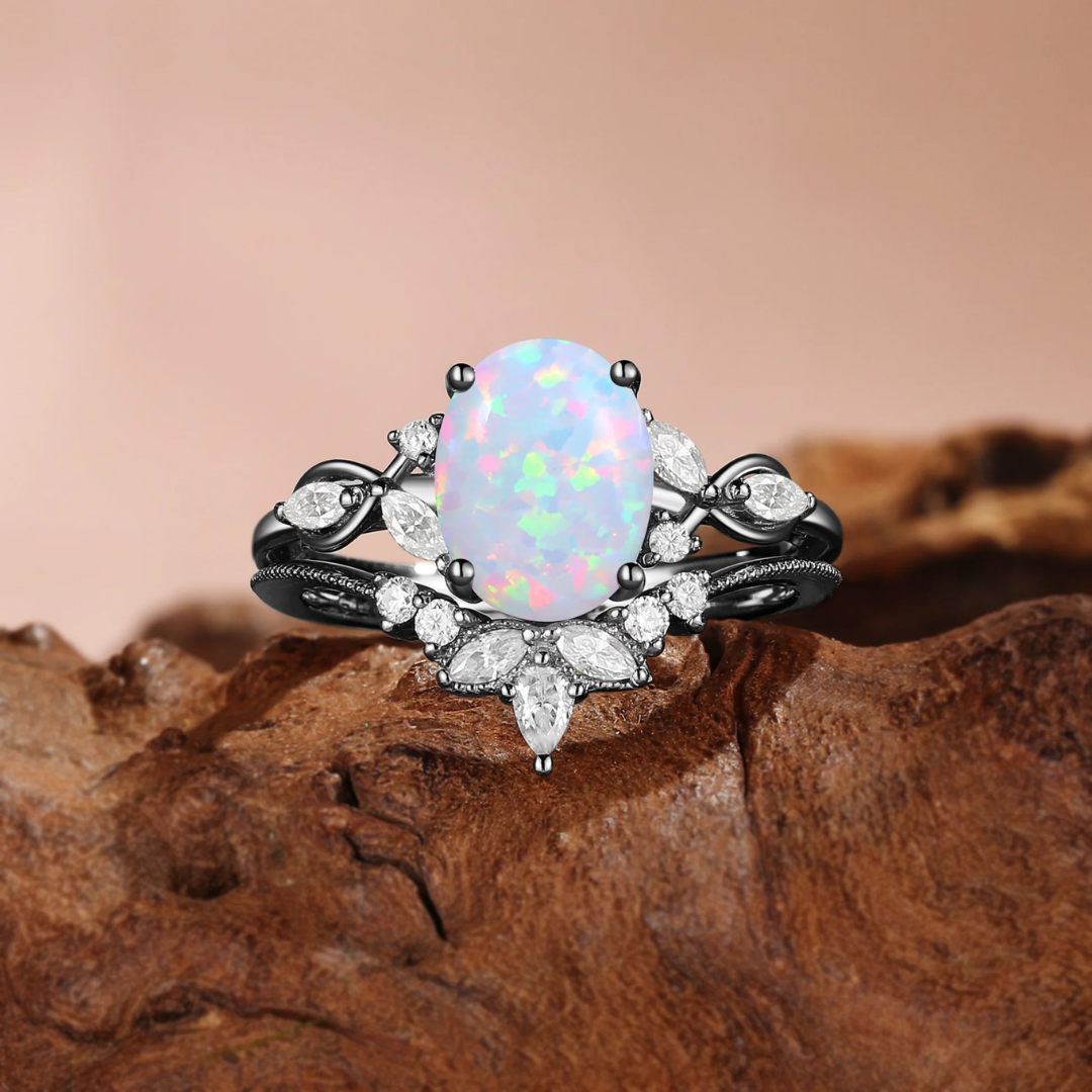 Zwarte Opal Bloemring