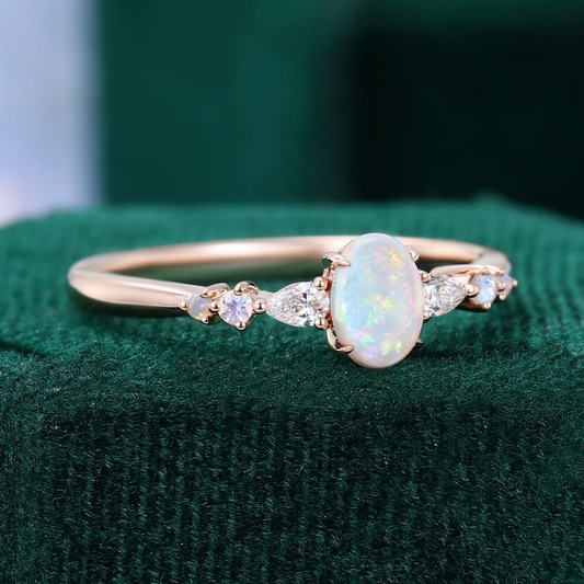 Minimale Opal Zilveren Ring