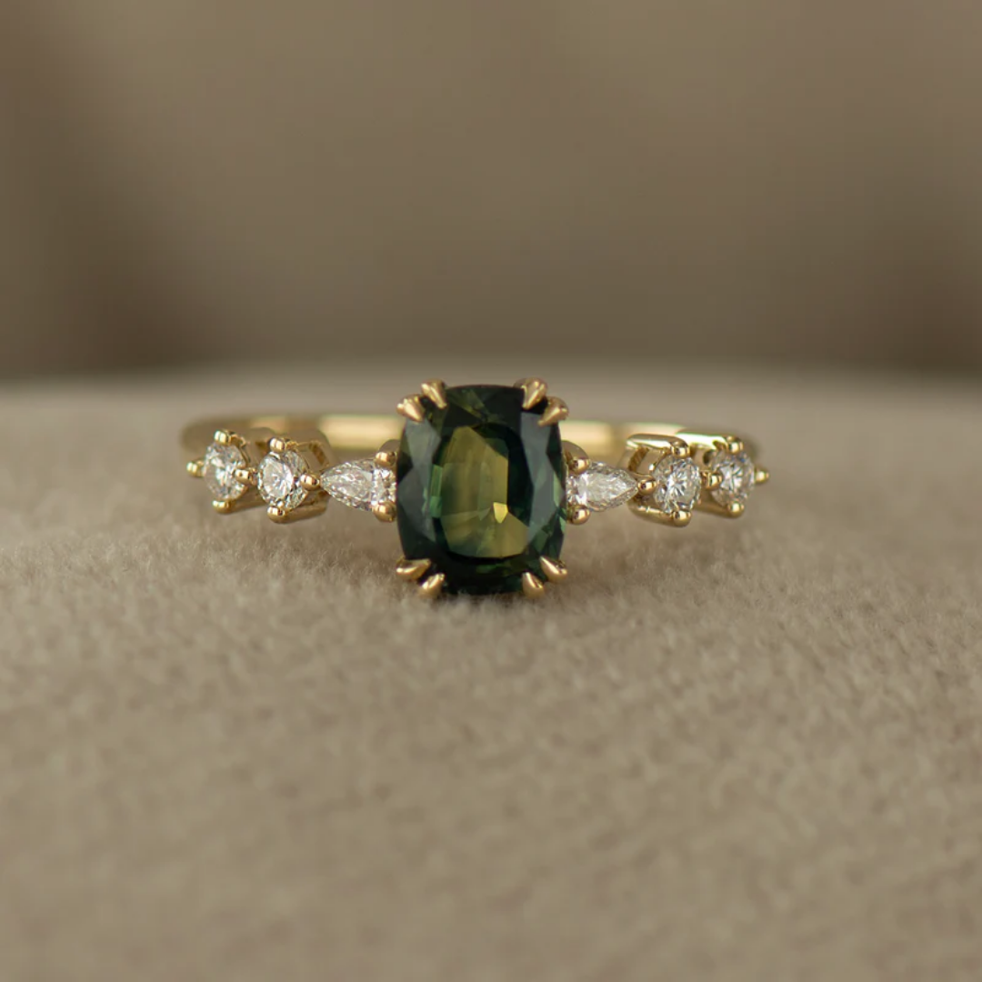 Groene Edelsteen Gouden Ring