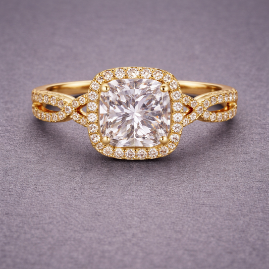 Vintage Kussen Halo Gouden Ring