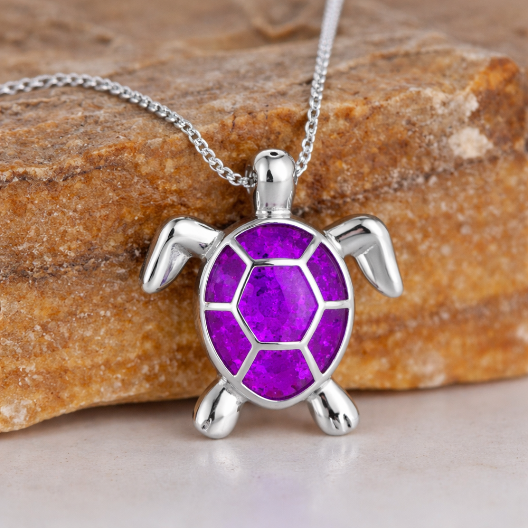 Vintage Vuur Opal Schildpad Hanger Ketting