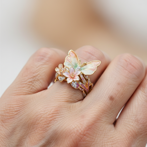 Vintage Gouden Brimhaven Bloemring
