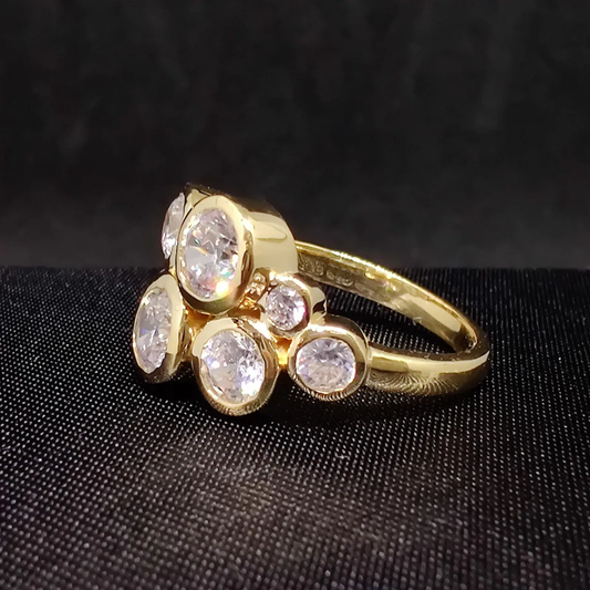 Gouden Cluster Kristal Statement Ring