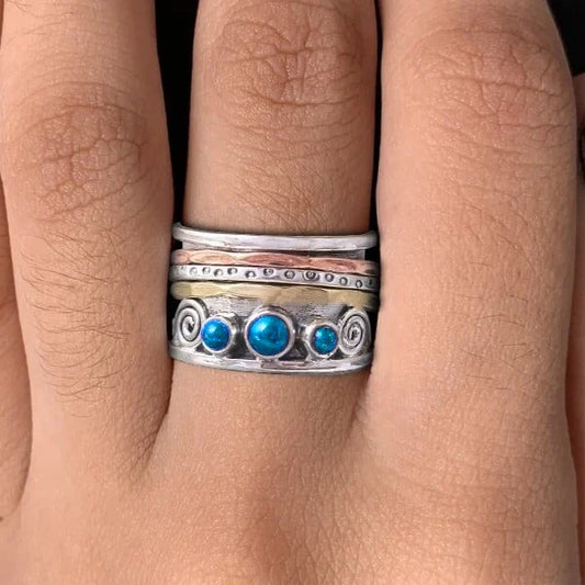 Bohemian Saffier Meditatie Ring