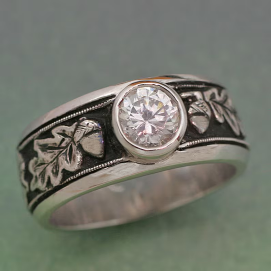 Klover Diamant Zilveren Band
