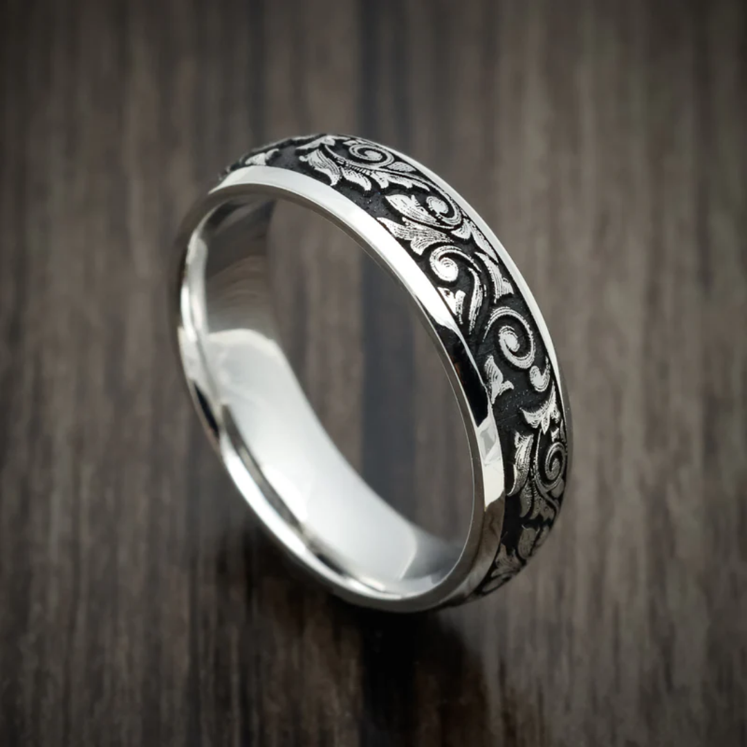 Vintage Minimalistisch Gegraveerde Zilveren Ring