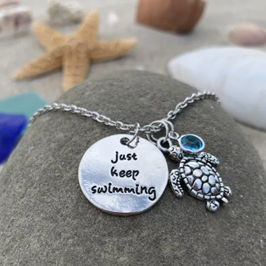 Blijf Zwemmen Schildpad Ketting in Zilver | Duurzame Ocean-Inspirerende Sieraden