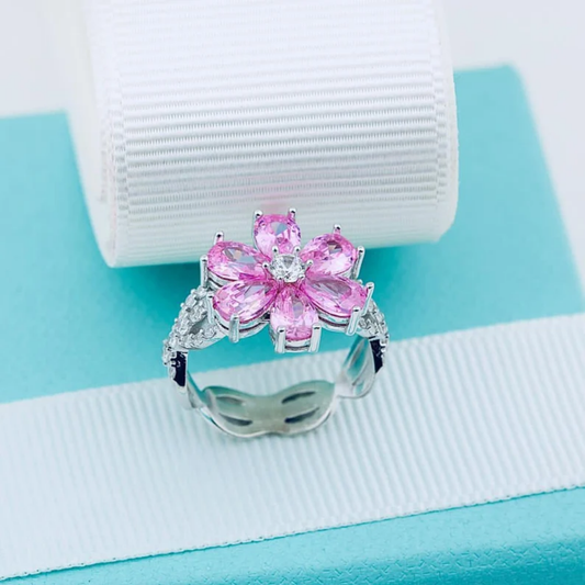 Aqua Crystal Bloemring