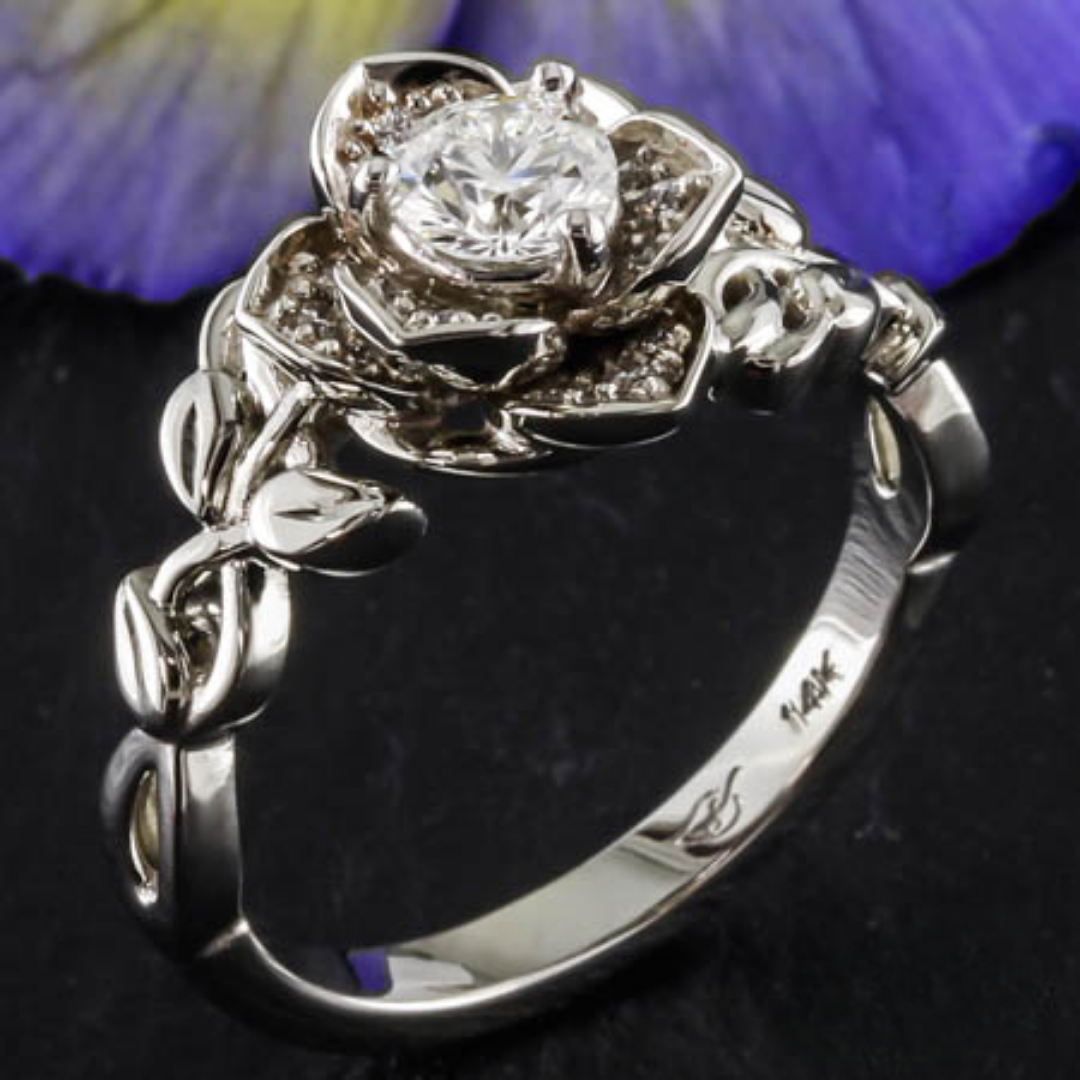 Vintage Bloem Motief Diamanten Cluster Ring