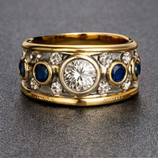 Koninklijke Saffier Gouden Ring