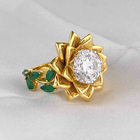 Gouden Smaragd Accent Bloemring
