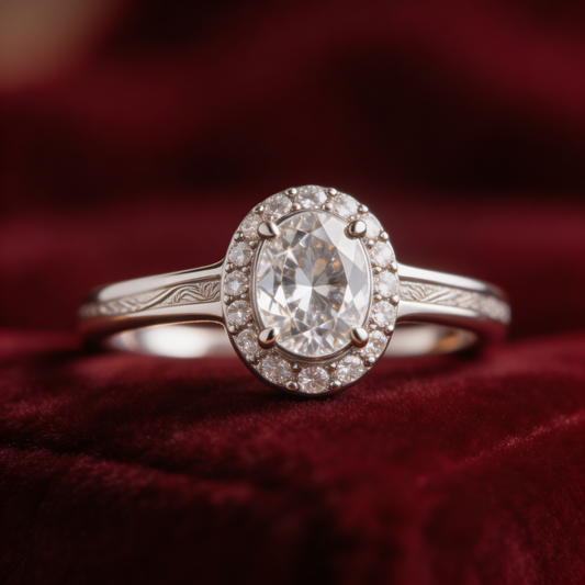 Klassieke Ovale Halo Diamanten Ring