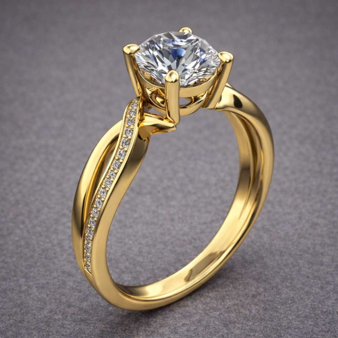 Elegante Gouden Solitaire Ring