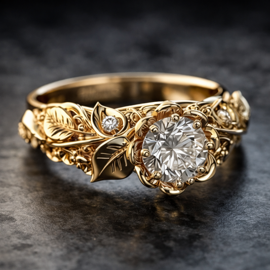 Gouden Blad Zirconia Ring