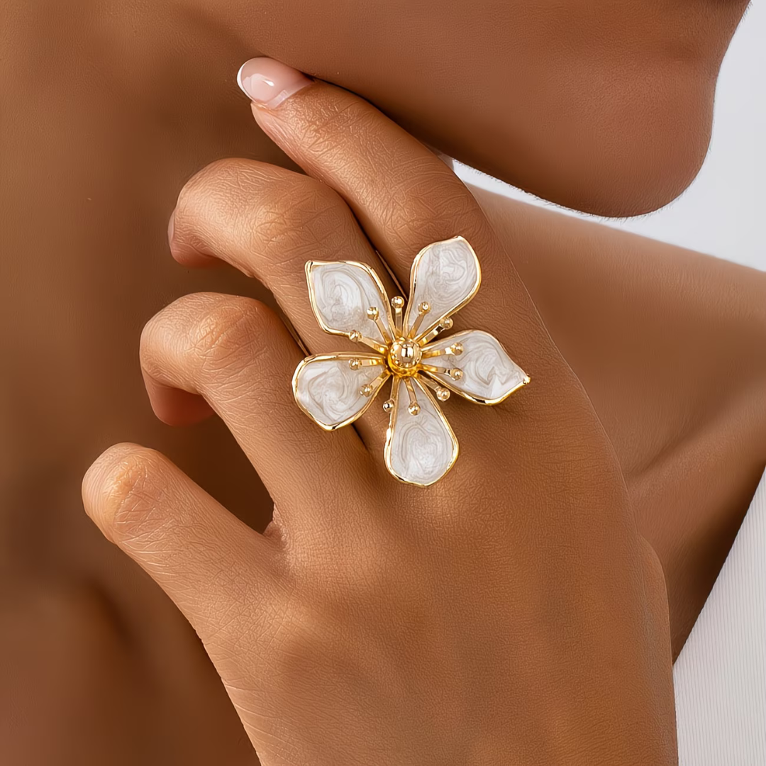 Bloemrijke Multikleurige Zilveren Ring