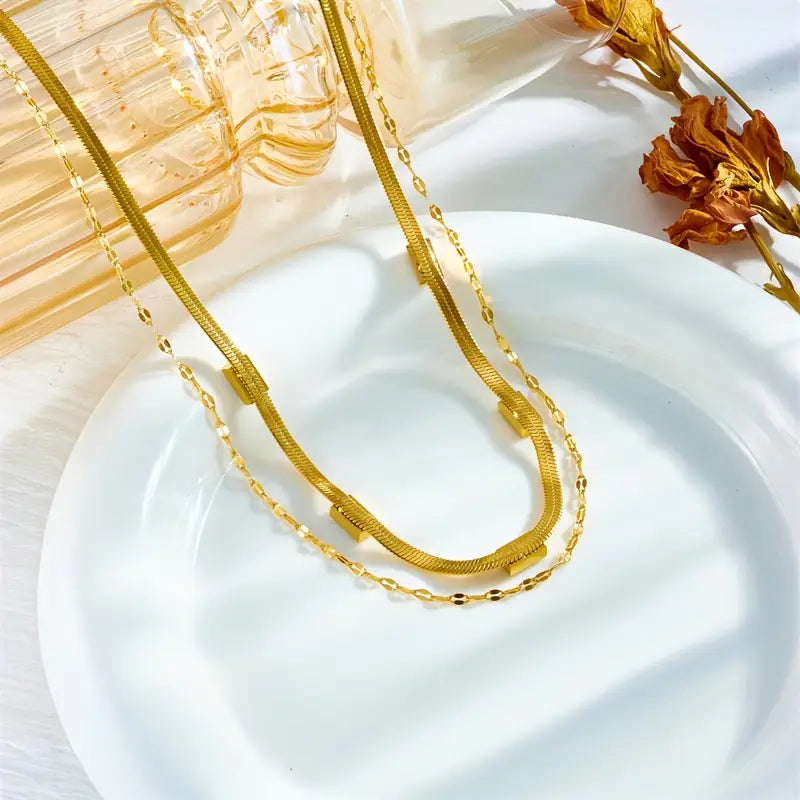 Sorella Dubbele Rij Ketting met Edelsteen | Goud