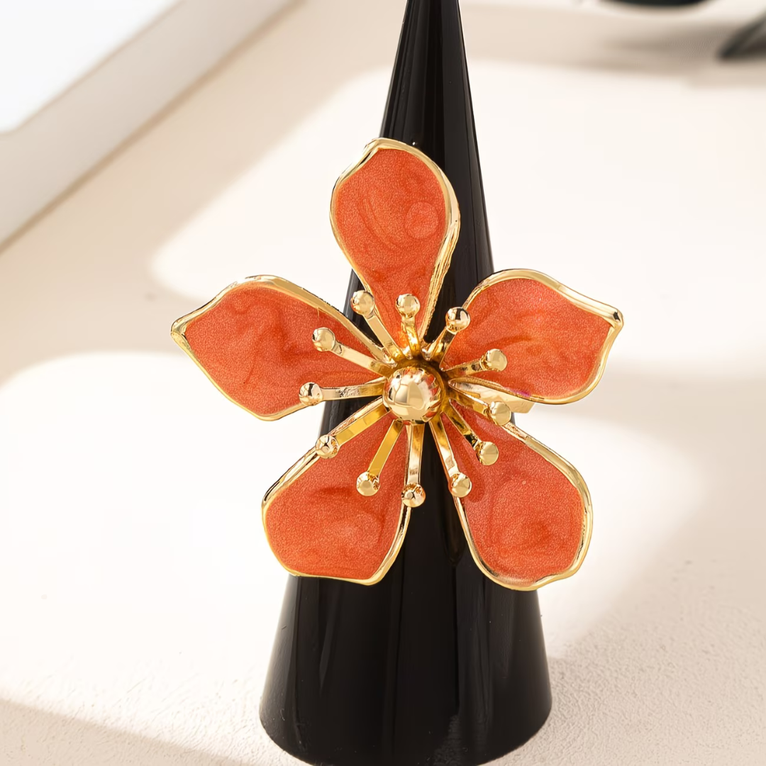 Bloemrijke Multikleurige Zilveren Ring