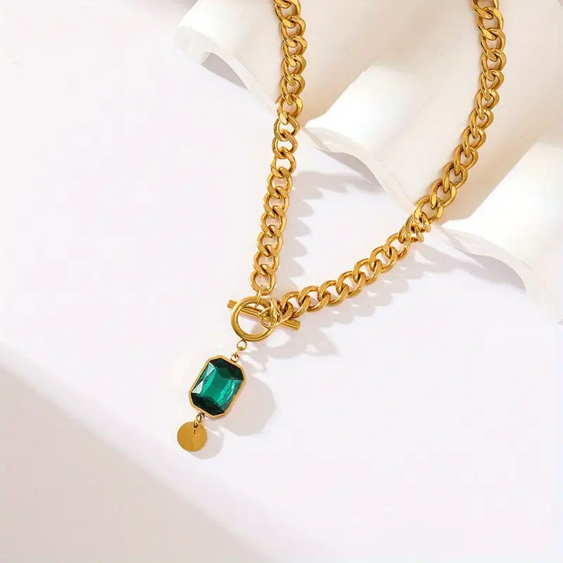 Gouden Hanger Ketting met Smaragd
