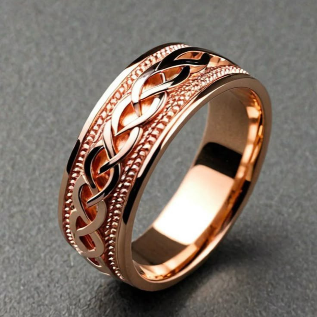 Roze Gouden Keltisch Patroon Ring