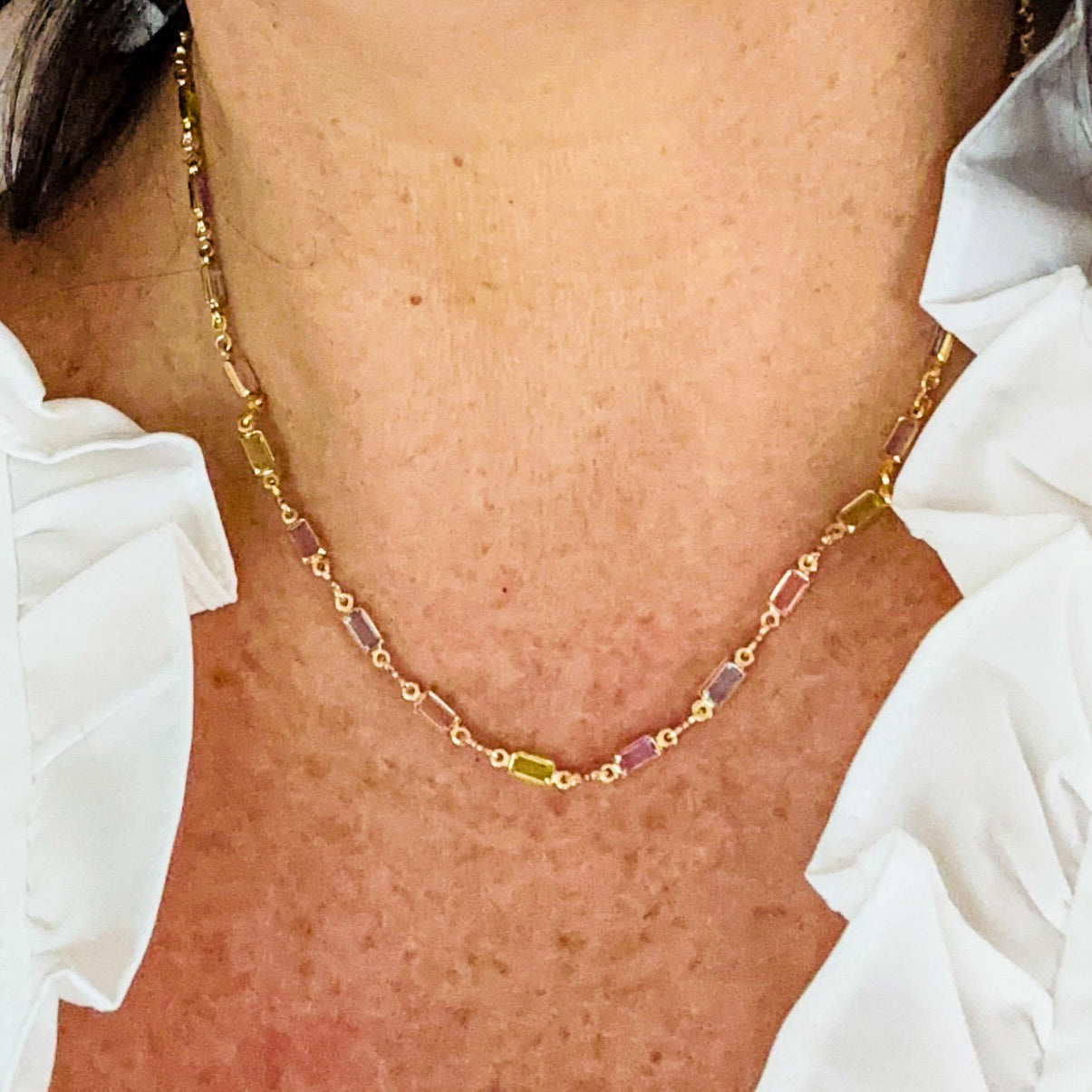 Isabella MultiColor CZ Steentjes Ketting