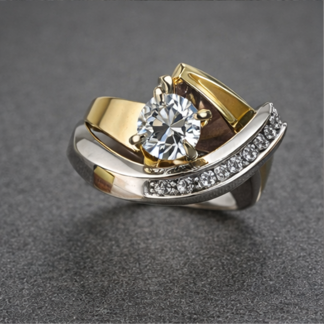 Vierkante Halo Gouden Statement Ring