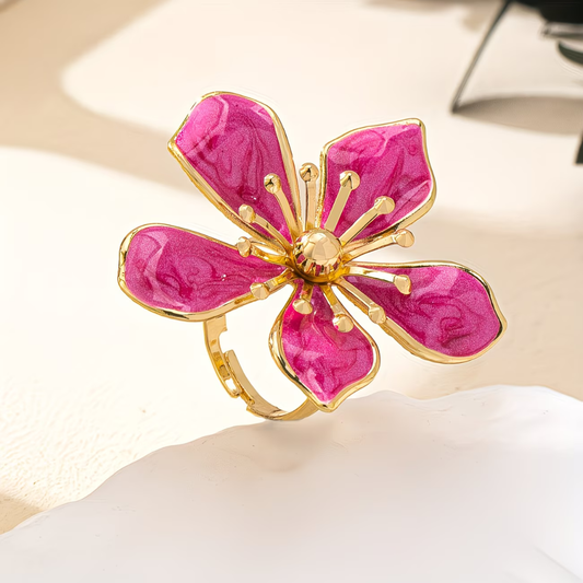 Bloemrijke Multikleurige Zilveren Ring