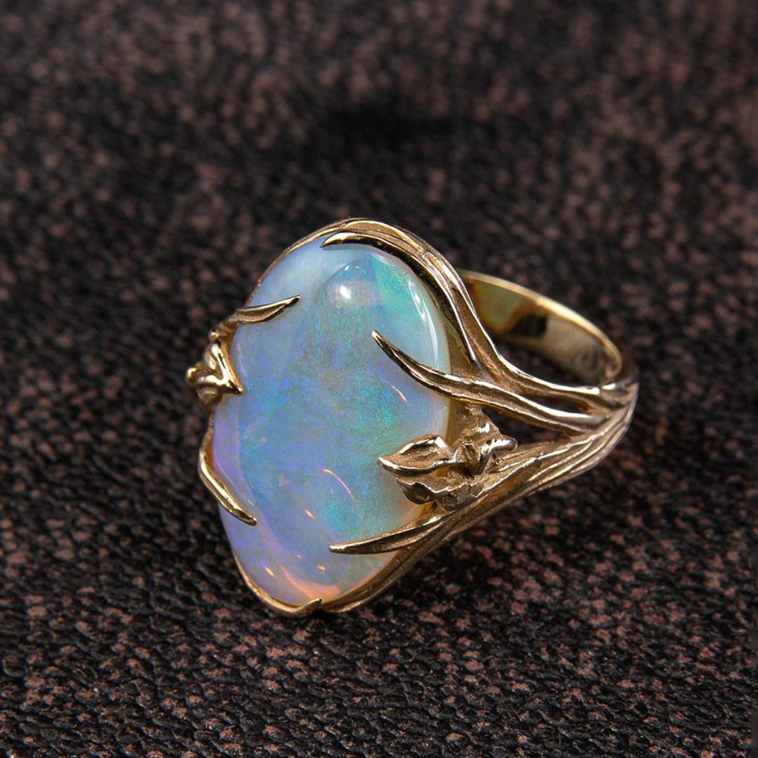 Opal Leaf Wrap Ring
