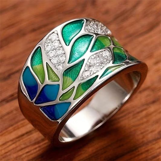 Groene Mozaïek Erfstuk Ring