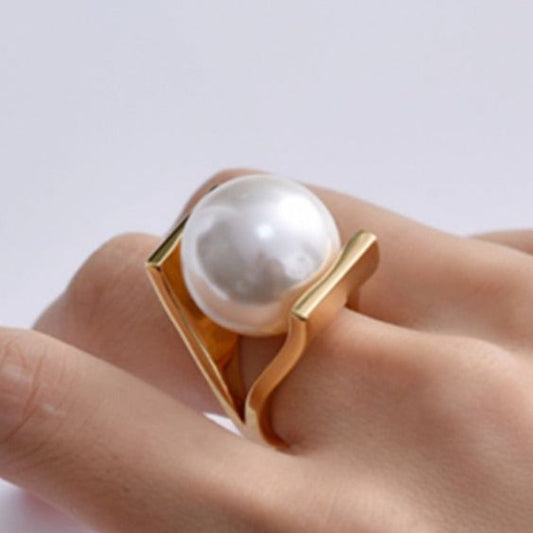 Vintage Ingelegde Parel Gouden Ring