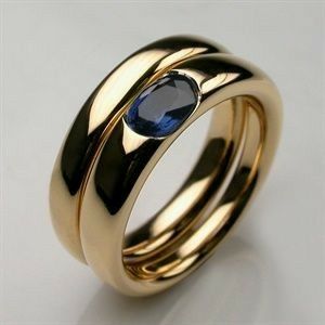 Vintage Gouden & Blauwe Zirkonia Ring