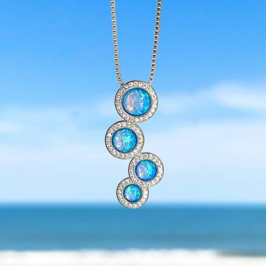 Zirkoon met Opal Halsketting in Zilver
