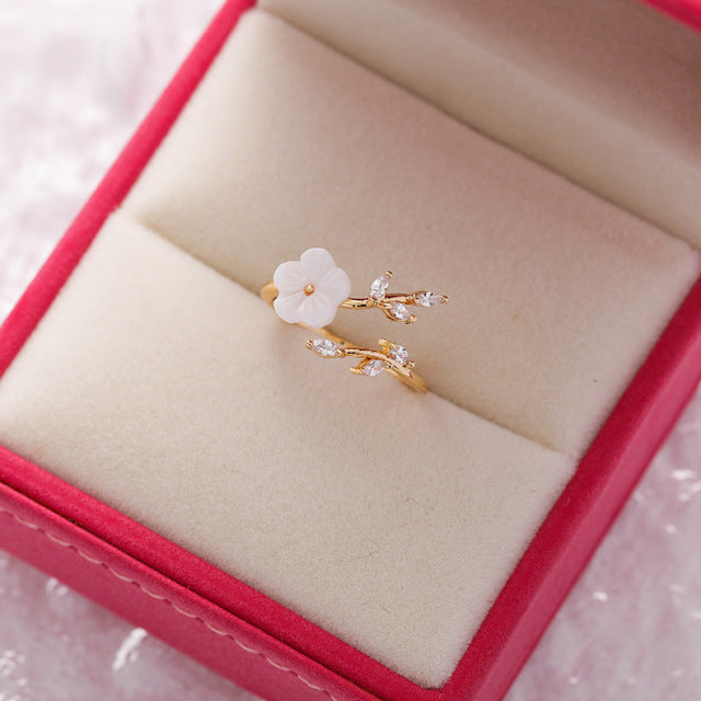Wildflower met Zirconia Verstelbare Ring in Goud