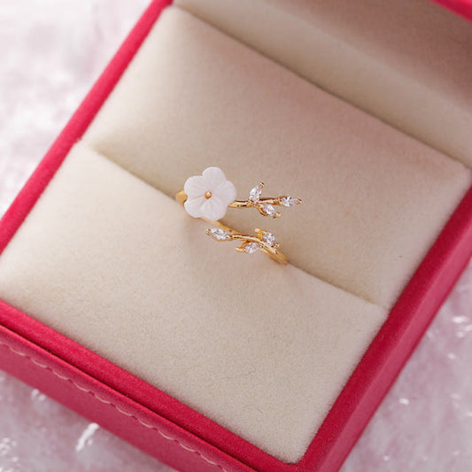 Wildflower met Zirconia Verstelbare Ring in Goud