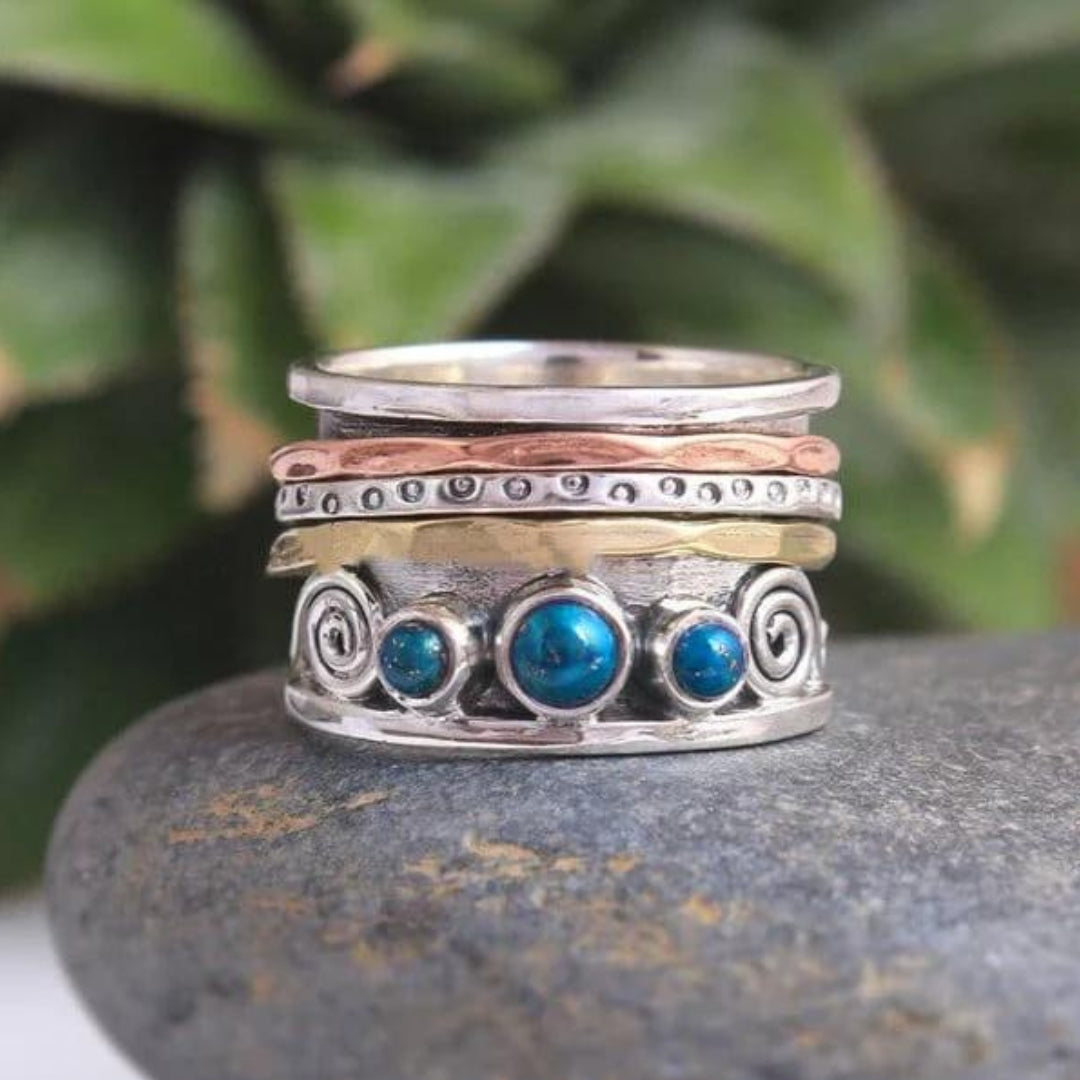 Bohemian Saffier Meditatie Ring