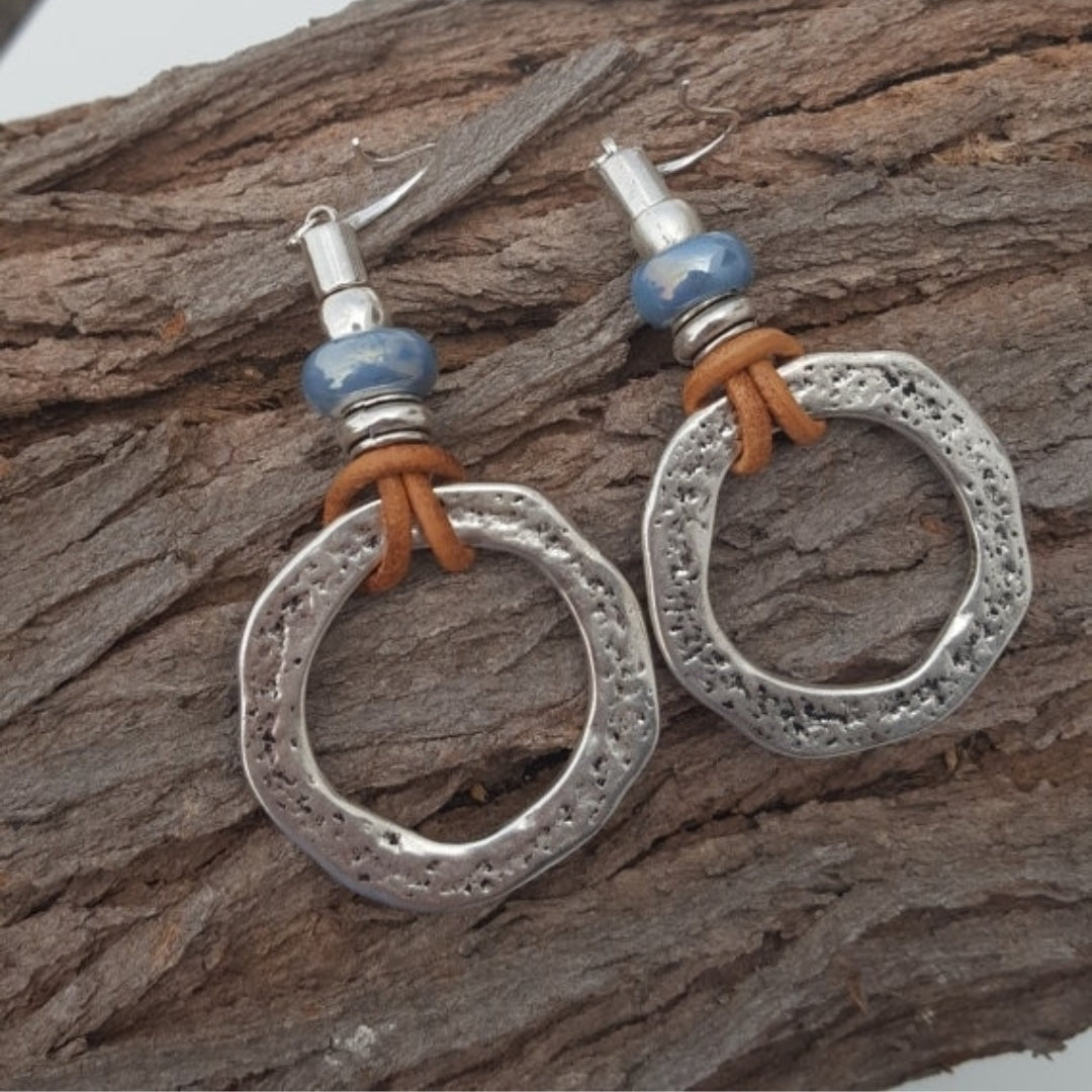 Vintage Boho Zilveren Cirkel Oorbellen