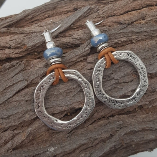 Vintage Boho Zilveren Cirkel Oorbellen