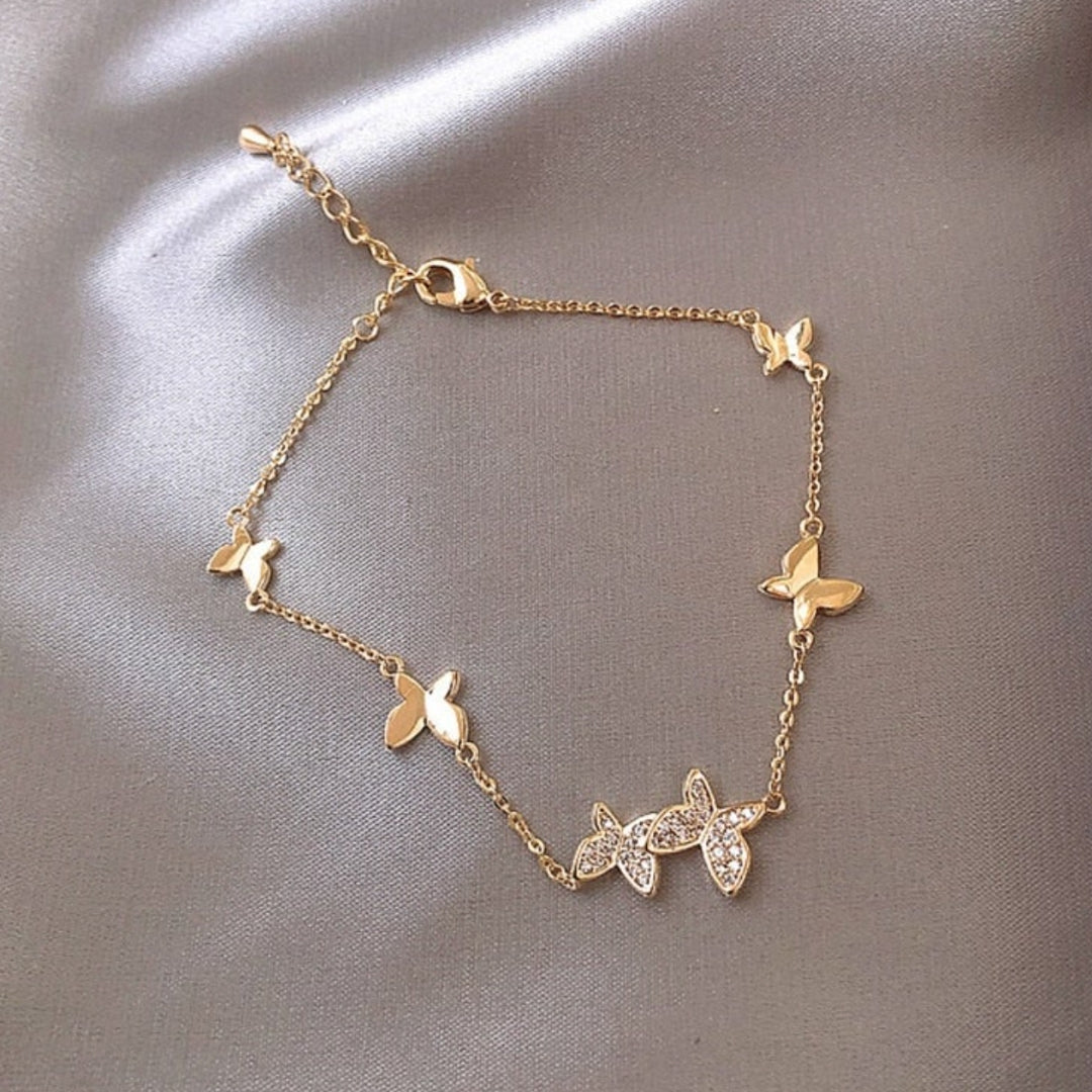 Verstelbare Vlinderarmband met Zirkonia in Goud