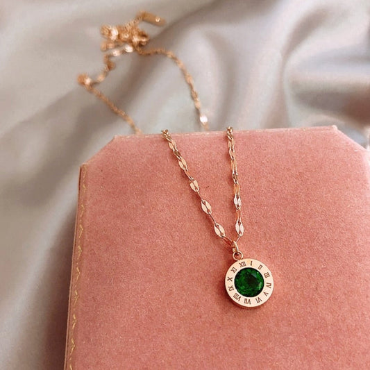 Tijd Necklace met Smaragd in Goud