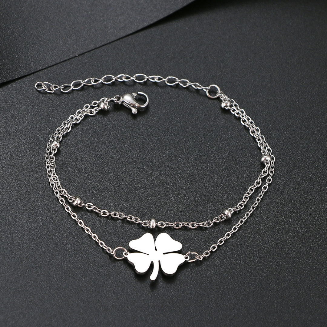 Gouden en Zilveren Klavertje Armband