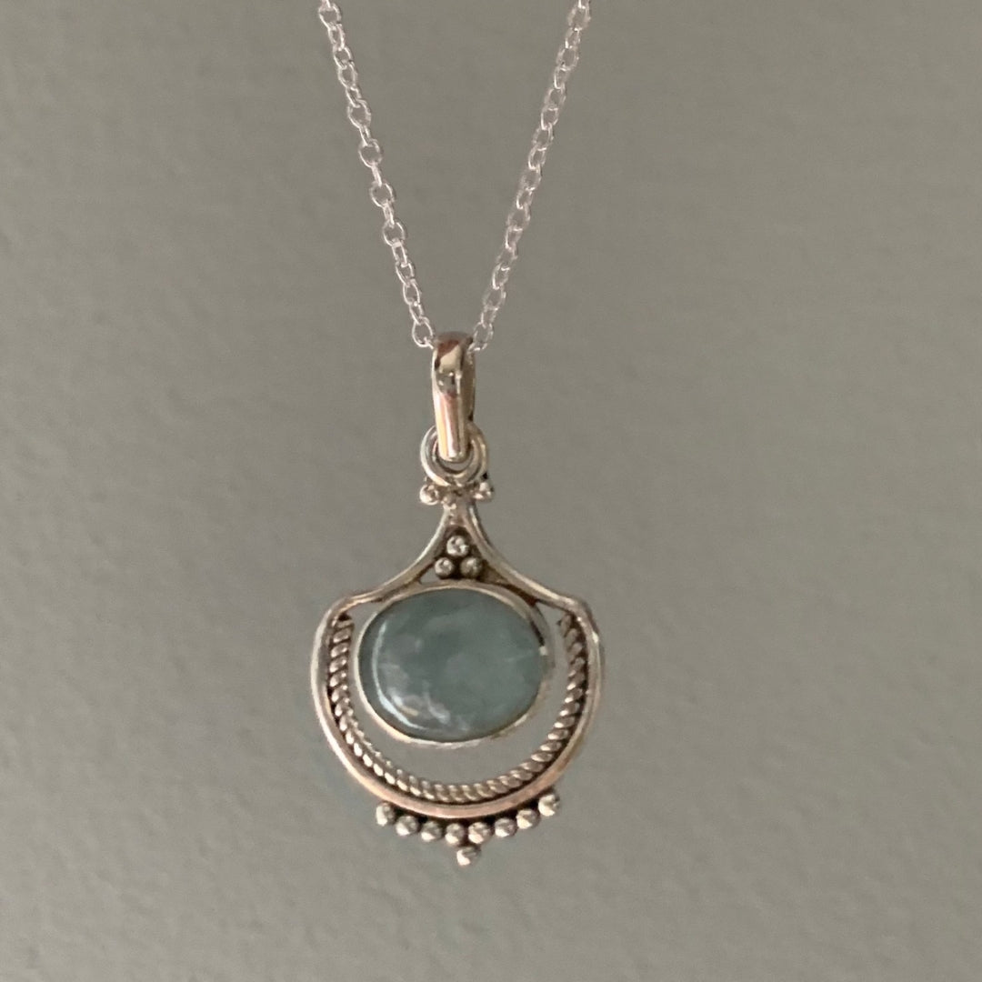Boho Opal Ketting in Zilver
