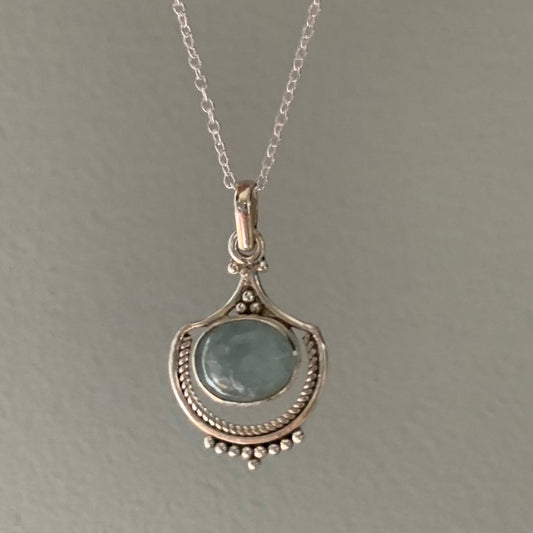 Boho Opal Ketting in Zilver