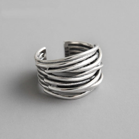 925 Sterling Zilver Verstelbare Gelaagde Ring