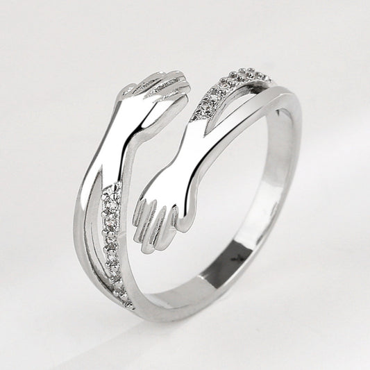 Verstelbare Huggie Ring met Zirkonia in Goud en Zilver