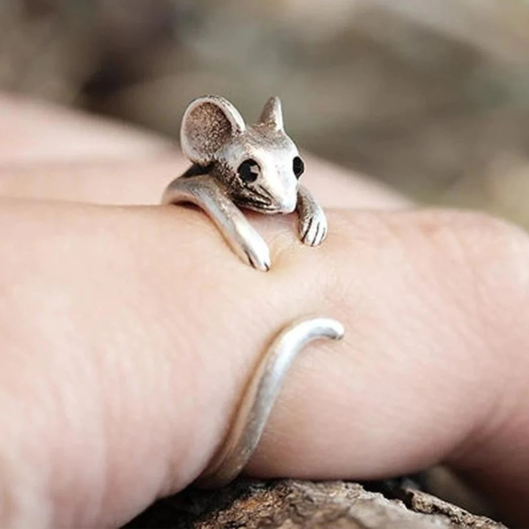 Vintage Muis Zilveren Ring
