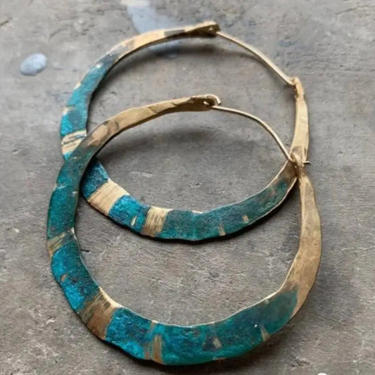 Vintage Turquoise Hoepel Oorbellen